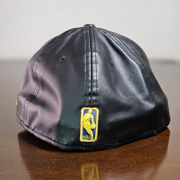 New Era Golden State Warriors Leather Hat Cap Black Yellow 59FIFTY 7 1/8 Curry main image 4